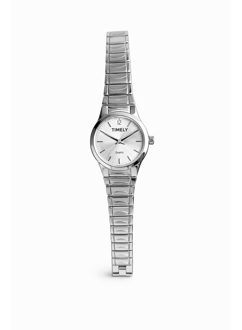 Timely Women’s Analog Quartz Watch with Stainless Steel Strap – Silver Dial